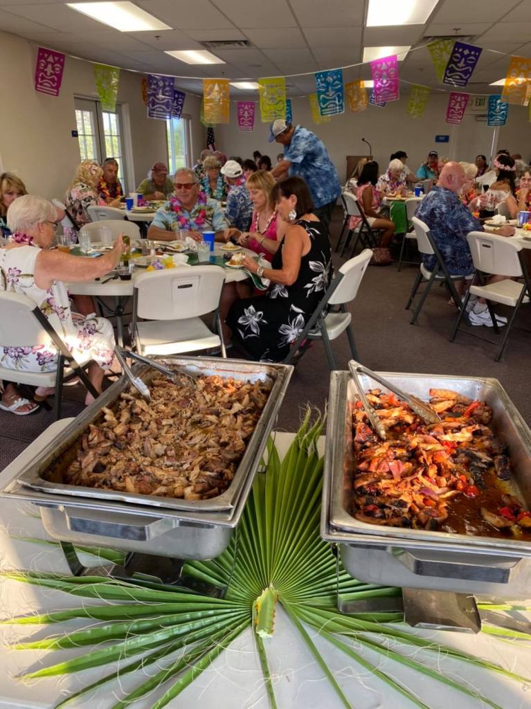 Banquet reception with catering trays