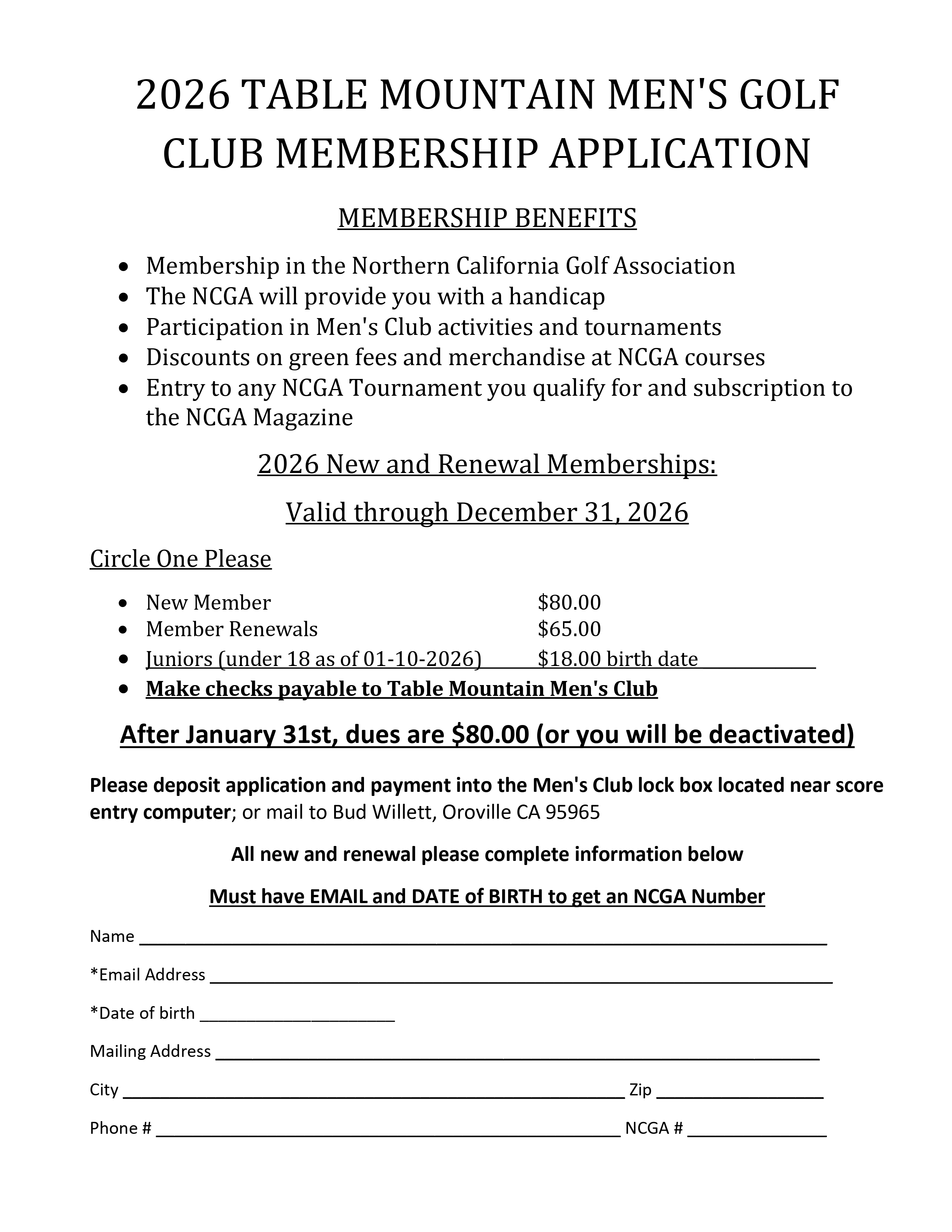 2026 MEN'S CLUB APPLICATION